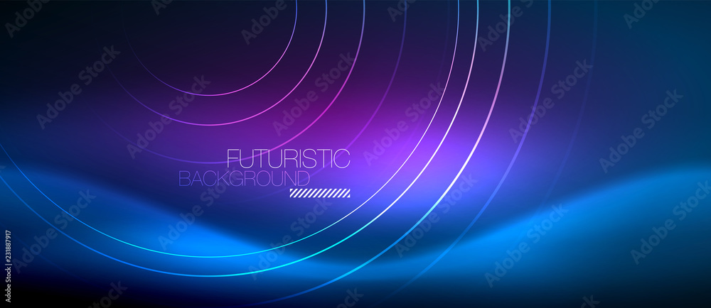 Neon glowing circles background Neon glowing circles background