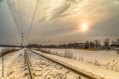 Wallpaper Mural railway tracks in  sunset Torontodigital.ca