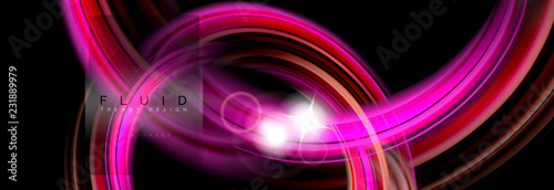 Mixing color waves on black, liquid flowing shapes