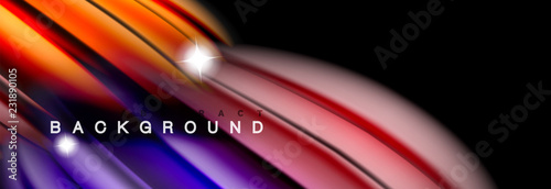 Mixing color waves on black, liquid flowing shapes