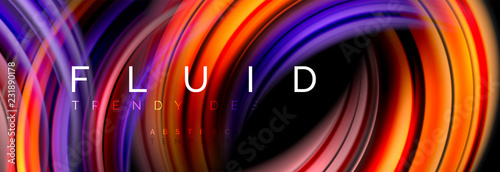 Mixing color waves on black, liquid flowing shapes