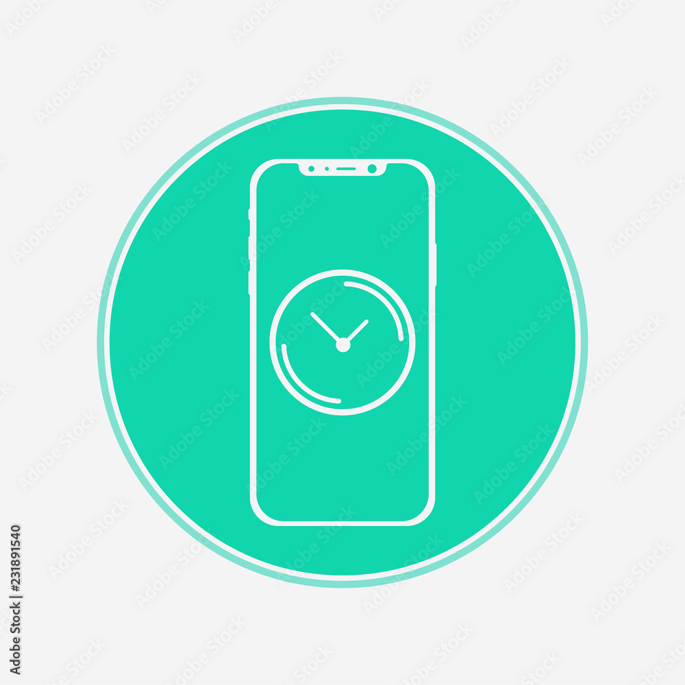 Phone with clock vector icon sign symbol Phone with clock vector icon sign symbol