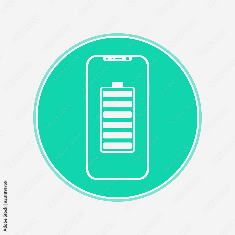 Phone with battery vector icon sign symbol Phone with battery vector icon sign symbol