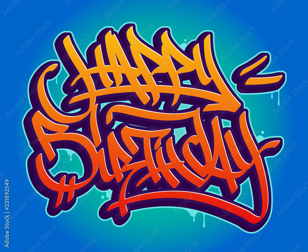 Happy Birthday Graffiti Style vector de Stock | Adobe Stock