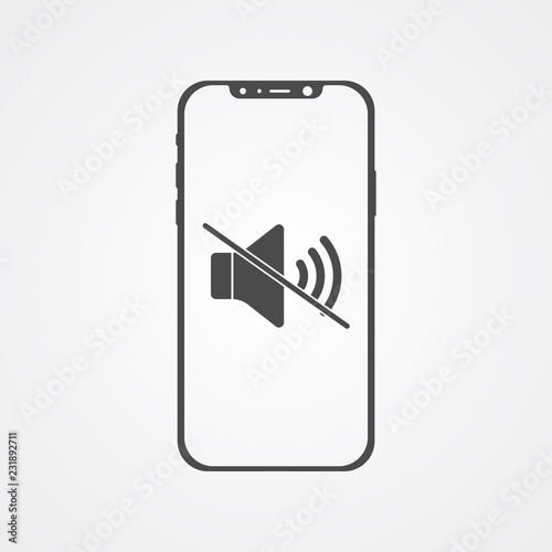 Phone with silent vector icon sign symbol