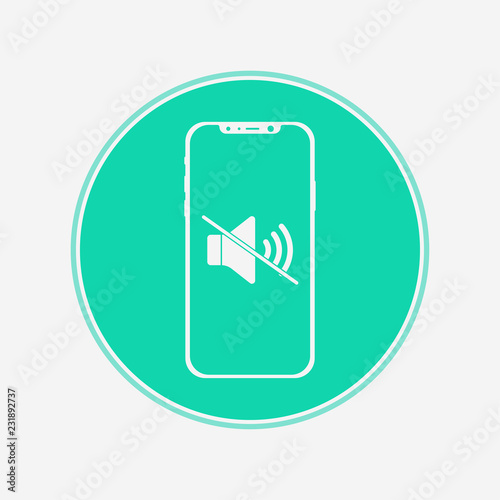 Phone with silent vector icon sign symbol