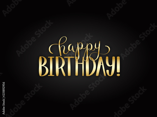 HAPPY BIRTHDAY gold metallic brush calligraphy card