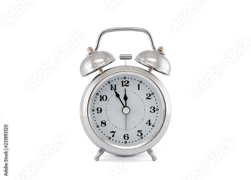 Old style alarm clock with clipping path on white background 