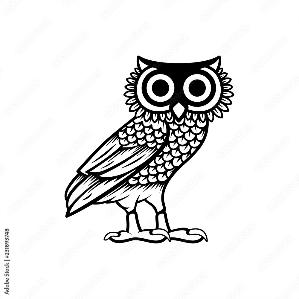 Naklejka Sowa ilustracja logo wektor, sowa wektor athena
