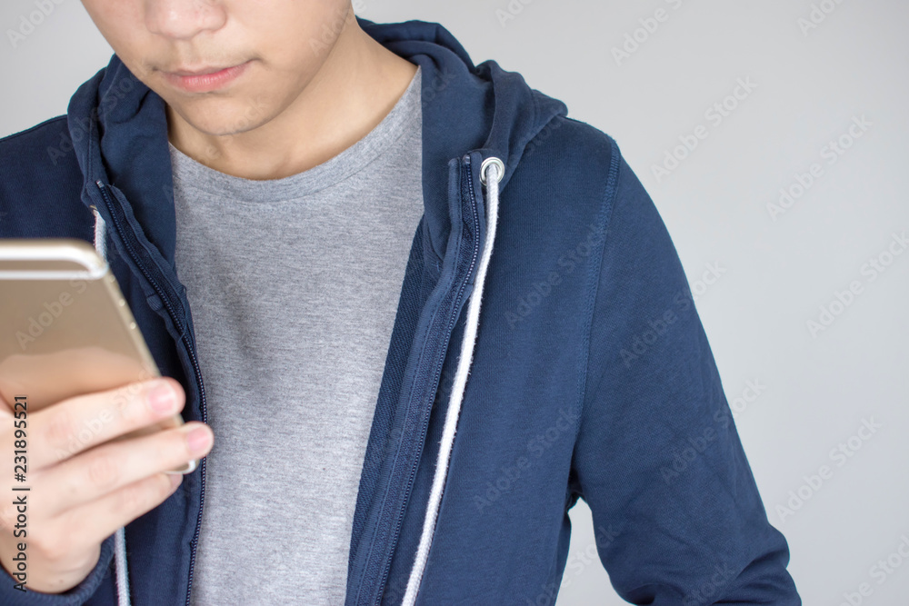 Close up, Men are using the phone.