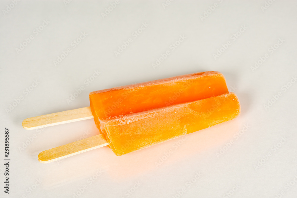 Colorful Popsicle Sticks Over White Background (Shallow Depth Of