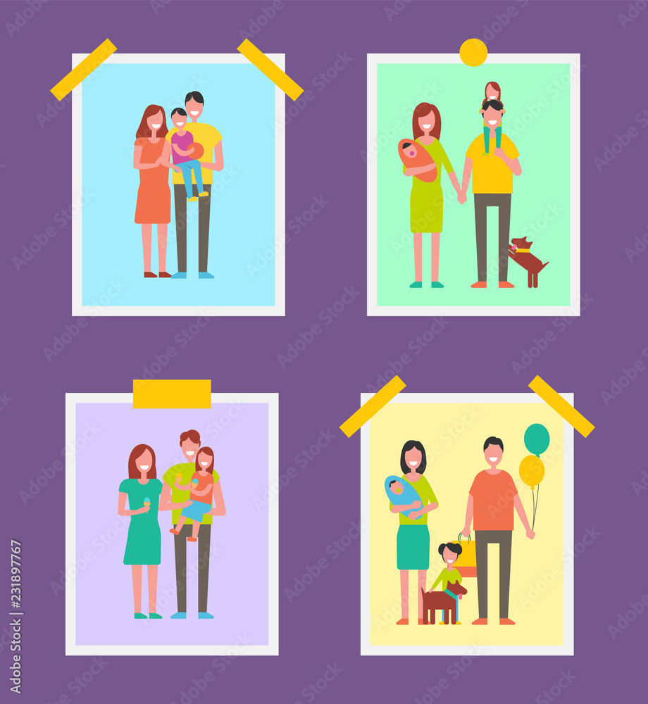 Family People Pictures Set Vector Illustration Family People Pictures Set Vector Illustration