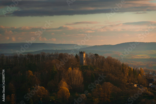 Coburg, Baviera, Alemania. Vistas desde la muralla de la ciudad en una tarde de otoño