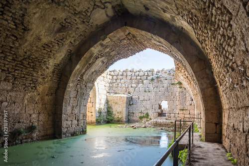 Flooded  inner tier in Nimrod Fortress located in Upper Galilee in northern Israel on the border with Lebanon. photo