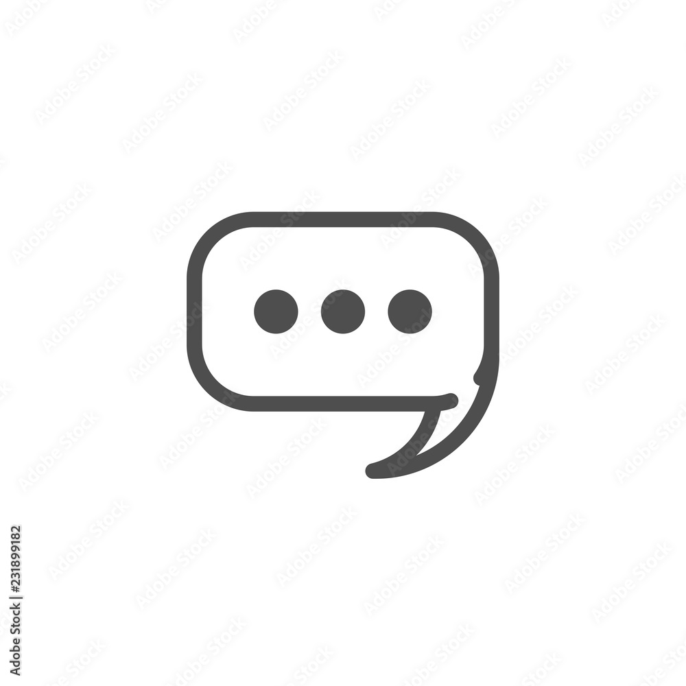 Naklejka premium white chat speech bubble outline with dots isolated on white background. Vector flat icon.