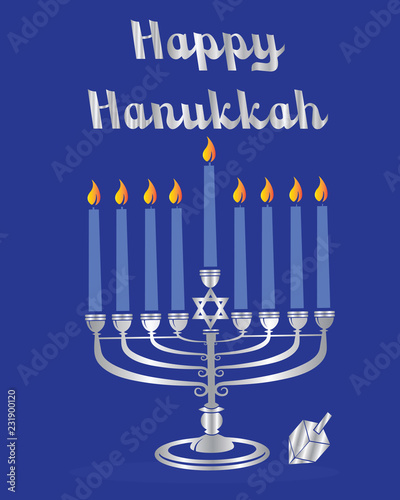 Hanukkah-Menorah with Blue Candles 2