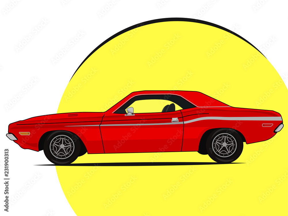 muscle car bright illustration vector icon
