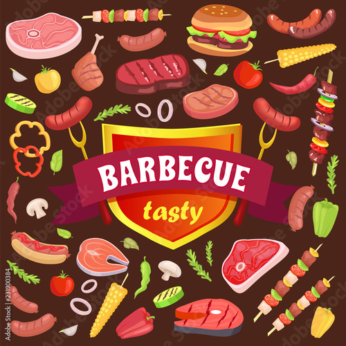 Barbecue Tasty Party Icons Set Vector Illustration