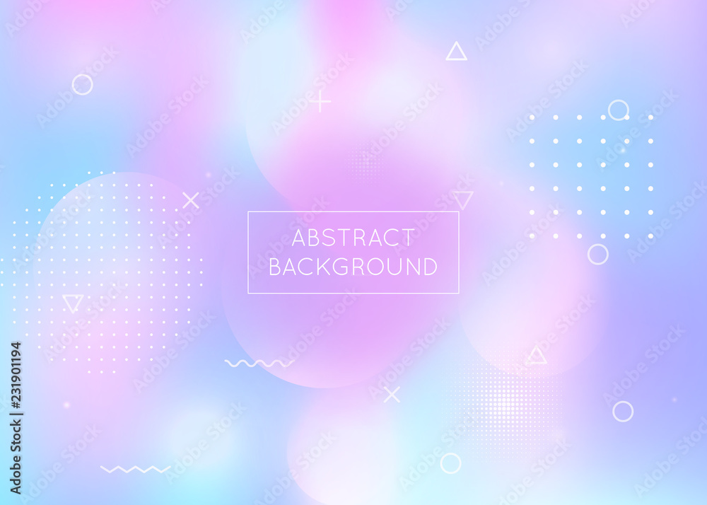 Obraz premium Fluid shapes background with liquid dynamic elements. Holographic bauhaus gradient with memphis. Graphic template for brochure, banner, wallpaper, mobile screen. Fluorescent fluid shapes background.