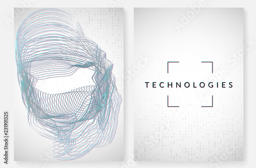 Visualization background. Technology for big data, artificial intelligence, deep learning and quantum computing. Design template for innovation concept. Fractal visualization backdrop.