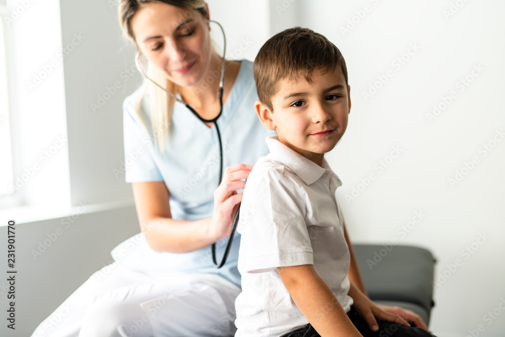 A cute Child Patient Visiting Doctor's Office A cute Child Patient Visiting Doctor's Office