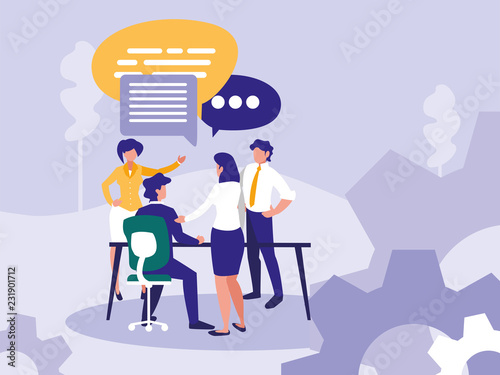 group business people with speech bubble