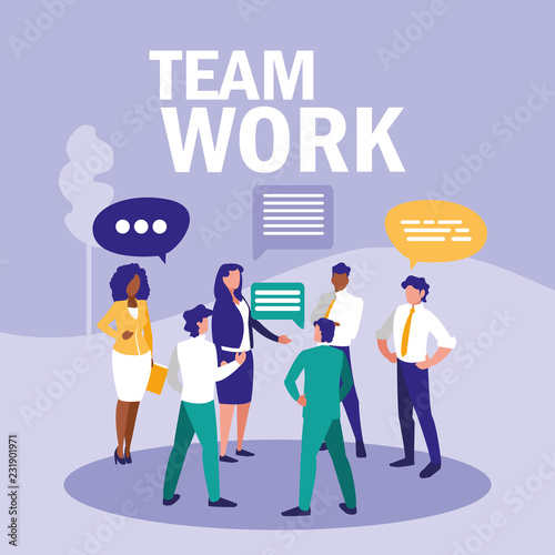 group business people with speech bubble