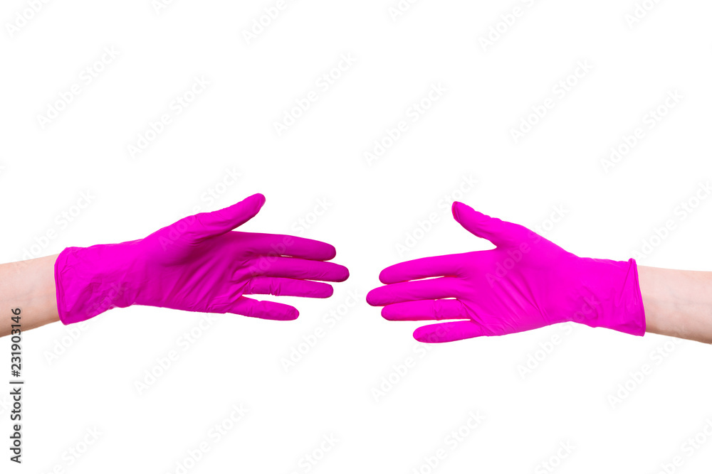 woman keep carry closeup gloves doctor hospice pink nurse hands white background medical customer handshake woman keep carry closeup gloves doctor hospice pink nurse hands white background medical customer handshake