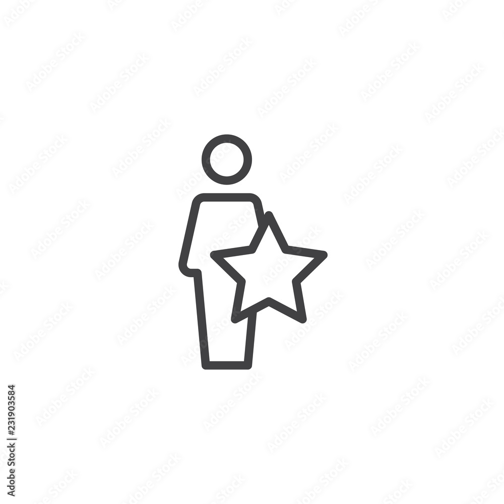 Favorite user outline icon. linear style sign for mobile concept and web design. Man and star simple line vector icon. Symbol, logo illustration. Pixel perfect vector graphics Favorite user outline icon. linear style sign for mobile concept and web design. Man and star simple line vector icon. Symbol, logo illustration. Pixel perfect vector graphics