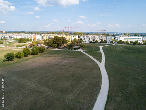 Aerial view on Scharnhauser Park near Stuttgart, Germany