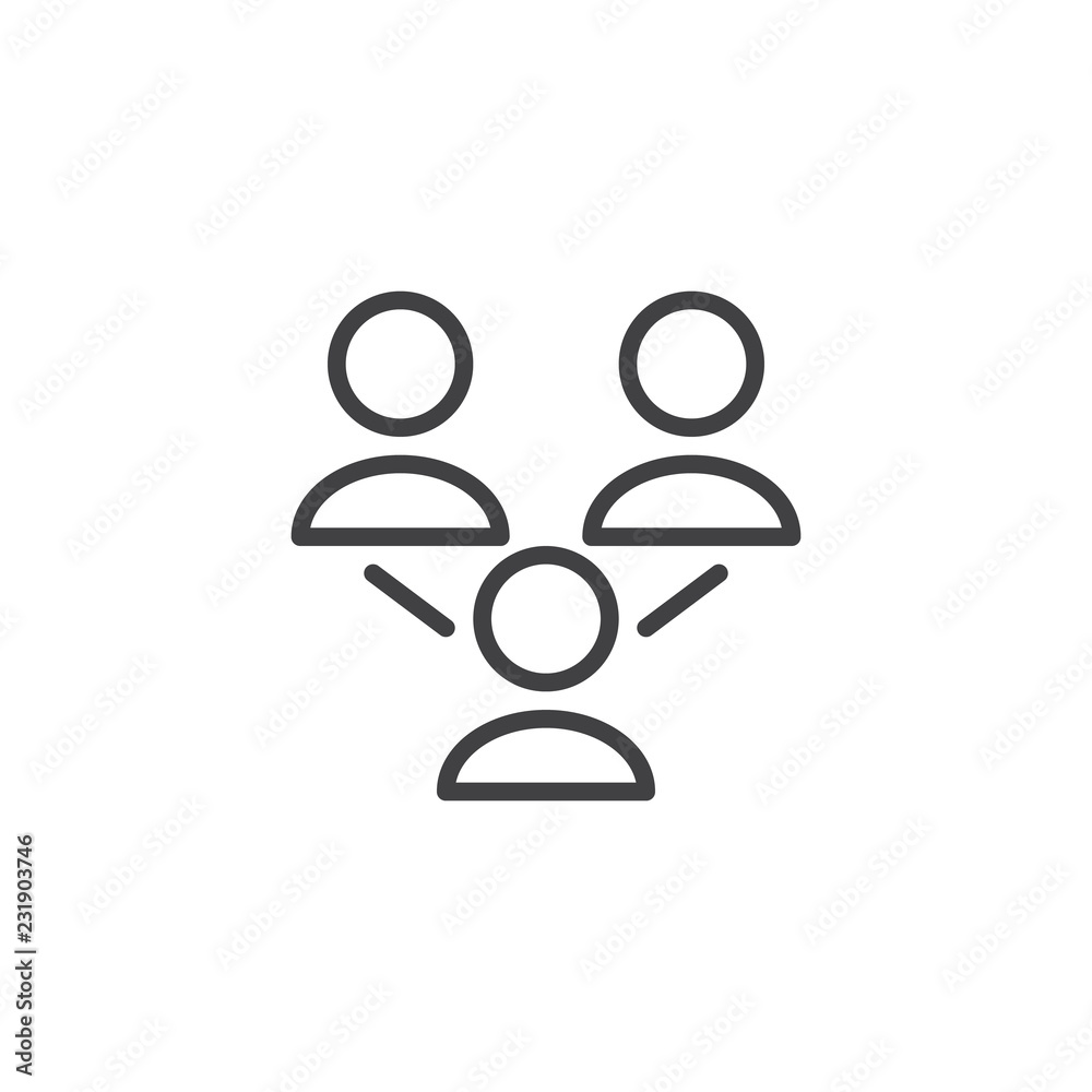 Social network group outline icon. linear style sign for mobile concept and web design. Networking users simple line vector icon. People symbol, logo illustration. Pixel perfect vector graphics Social network group outline icon. linear style sign for mobile concept and web design. Networking users simple line vector icon. People symbol, logo illustration. Pixel perfect vector graphics