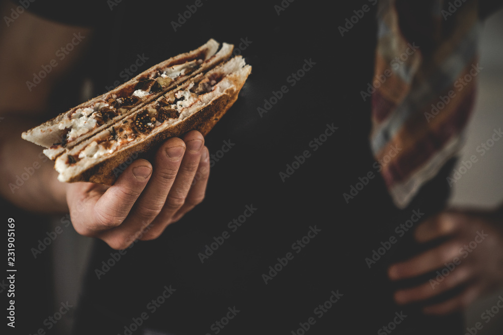 Panini Tramezzini Toast Sandwich Snack Feige Schafskäse Walnuss Italienisch Panini Tramezzini Toast Sandwich Snack Feige Schafskäse Walnuss Italienisch