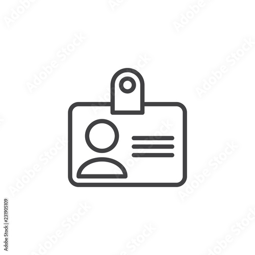 Identification card outline icon. linear style sign for mobile concept and web design. User id card simple line vector icon. Symbol, logo illustration. Pixel perfect vector graphics
