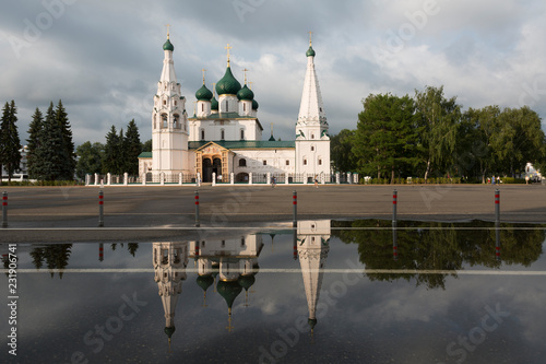 Temple of Elijah the Prophet in Yaroslavl on a summer day after rain, Russia