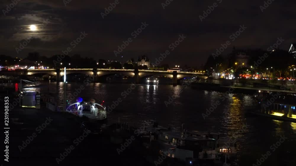 Ship and boats passing by Pont de la Concorde, Paris, France Ship and boats passing by Pont de la Concorde, Paris, France
