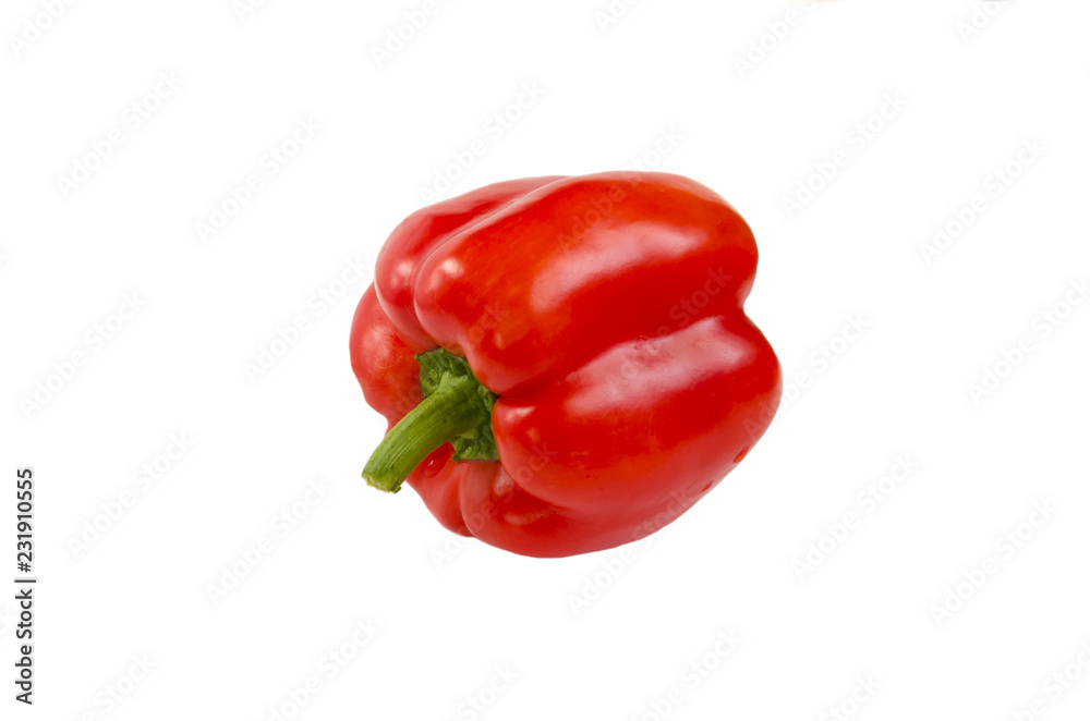 red pepper on white background side view
