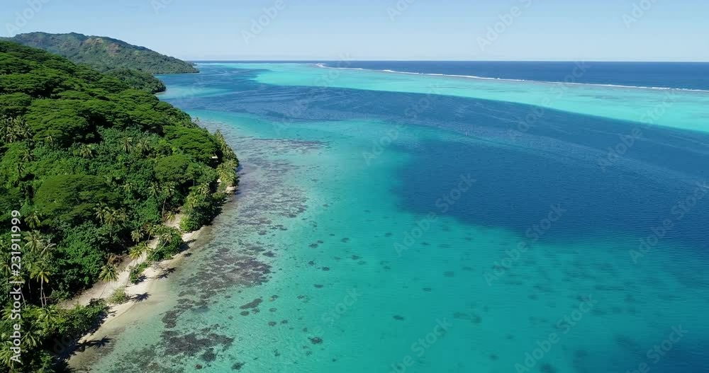 island landscape with lagoon in French Polynesia island landscape with lagoon in French Polynesia