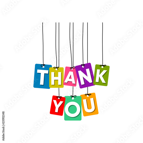 Thank you hanging words vector, colourful words vector