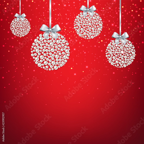 Red Xmas Postcard With Balls