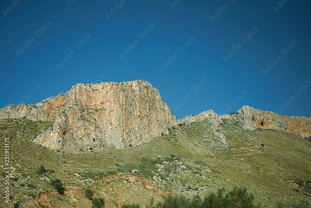 Palermo, Italy - August 31, 2018 : View of the mountain from the highway Palermo-Trapani Palermo, Italy - August 31, 2018 : View of the mountain from the highway Palermo-Trapani