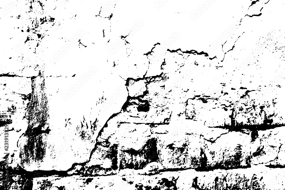 Naklejka premium Grunge old plaster texture. Vector black and white illustration.