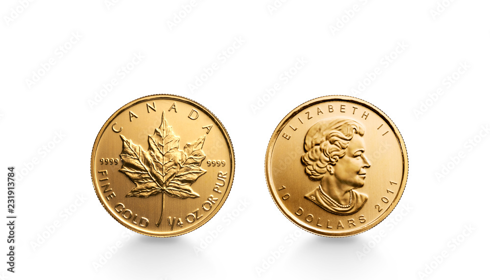 Goldmünze Canadian Maple Leaf 2011 - obrazy, fototapety, plakaty 