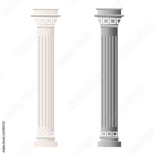 Vintage columns isolated on white background. Cartoon. For game design.