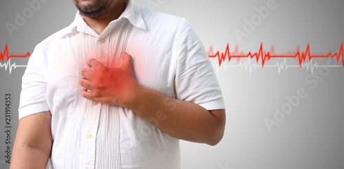 Canvas-taulu Asian man with hypertension heart