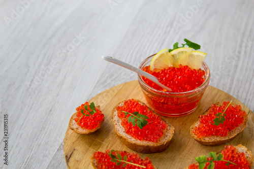 Red caviar, fresh delicacy