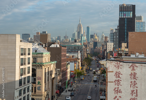 View of street in Chinatown in New York City