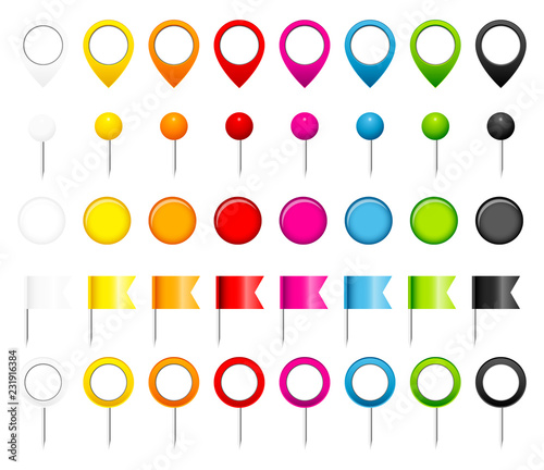 Needles, Color Pins, Flags & Magnets Set