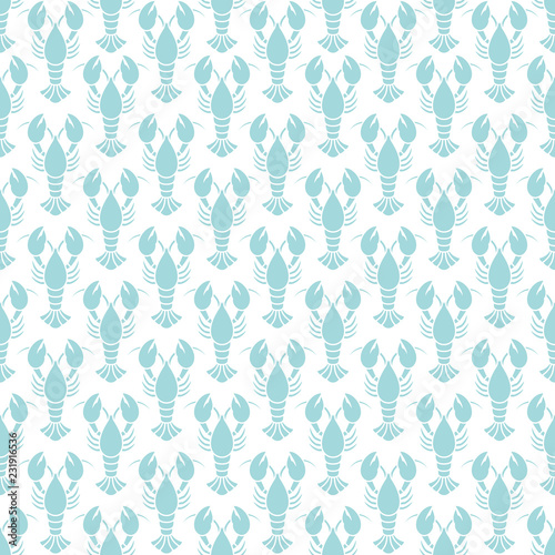 Retro Lobster Seamless Pattern Turquoise