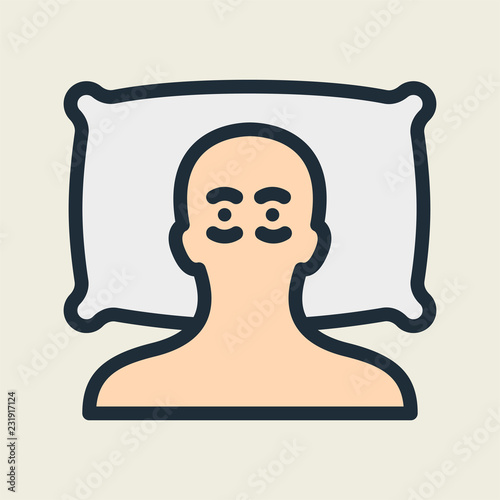 Insomnia Sleep Disease Flat Line Stroke Icon Pictogram