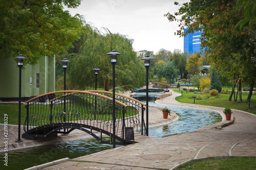 Bridges over the stream in city park
